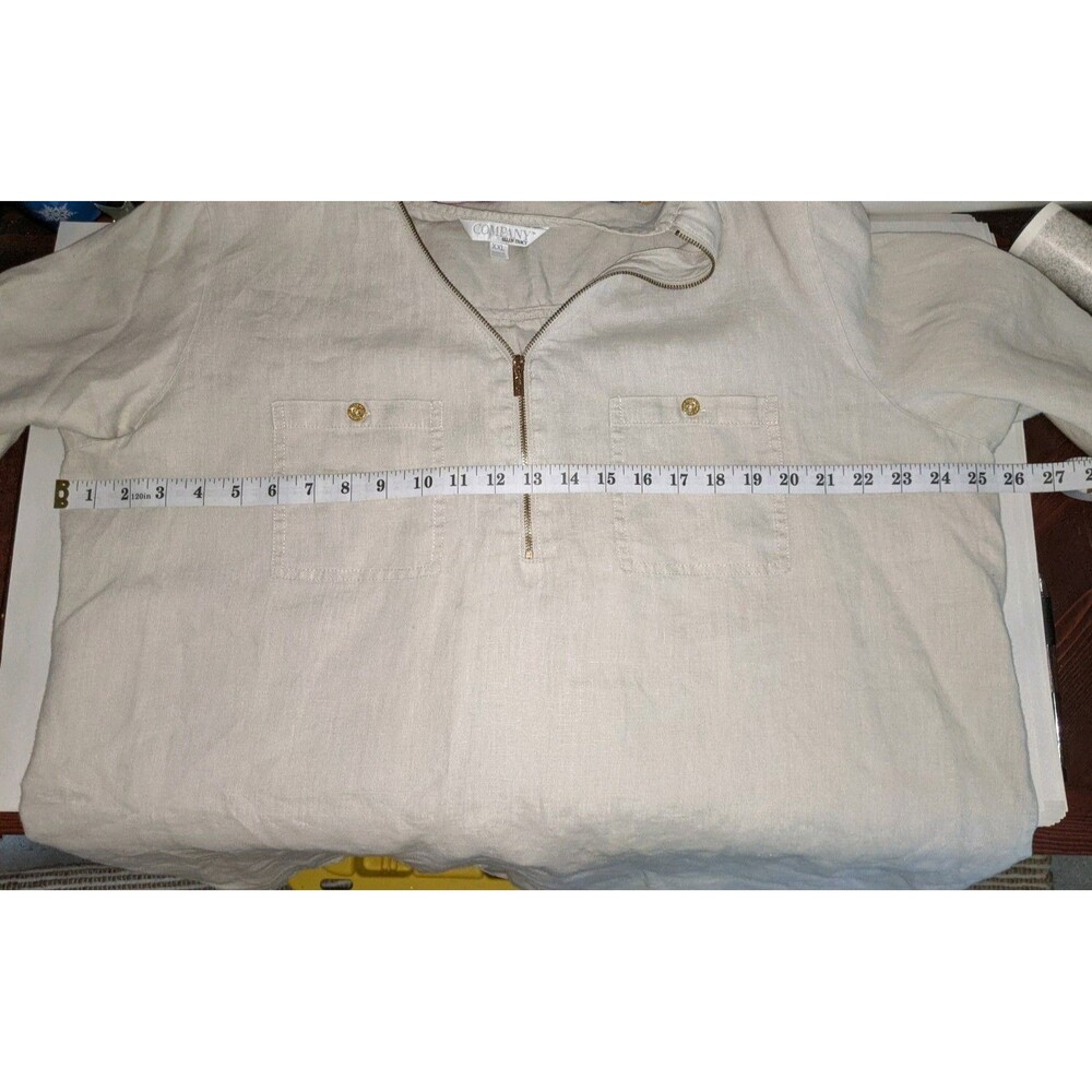 Company Ellen Tracy 100% Linen Tunic Plus 2XL Khaki Gold Career Travel Office - Picture 14 of 14